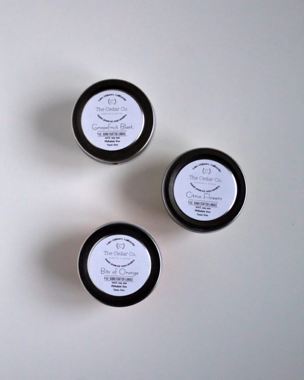 Citrus inspired trio of 4oz. soy wax candles The Cedar Company Candles